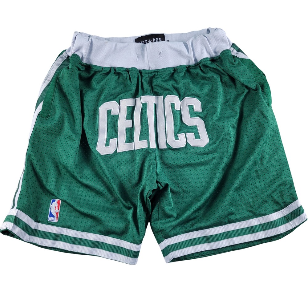 Just Don Boston Celtics Shorts Small Green NBA Basketball Mesh Zipper Pocket VTG